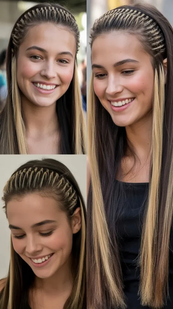 Straight Hair with Crimped Sections