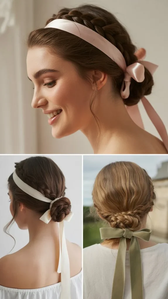 Braided Bun with Ribbon