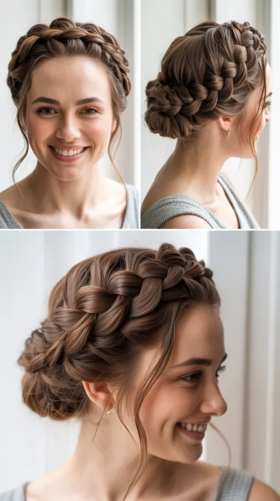 Romantic Braided Crown Updo