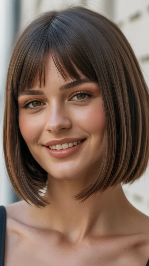 Sleek Bob With Curtain Fringe