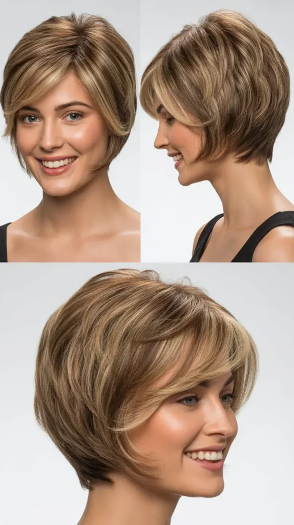 Textured Stacked Bob for Fine Hair