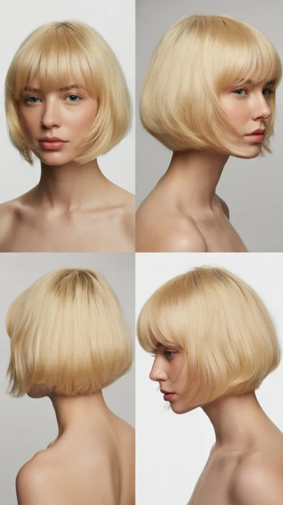 Voluminous French Bob with Blonde Bangs