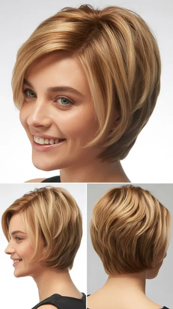 Stacked Bob Wedge with Highlights and Layers