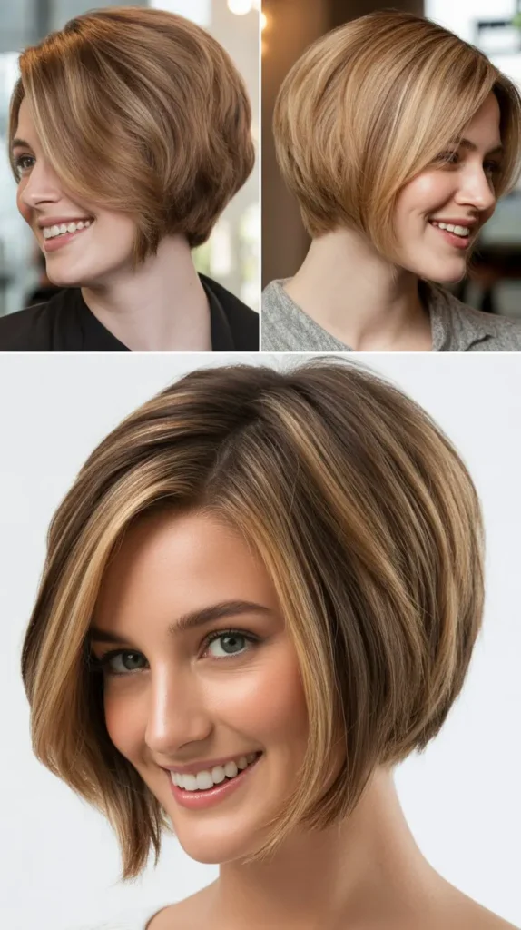 Stacked Bob Wedge with Side Part