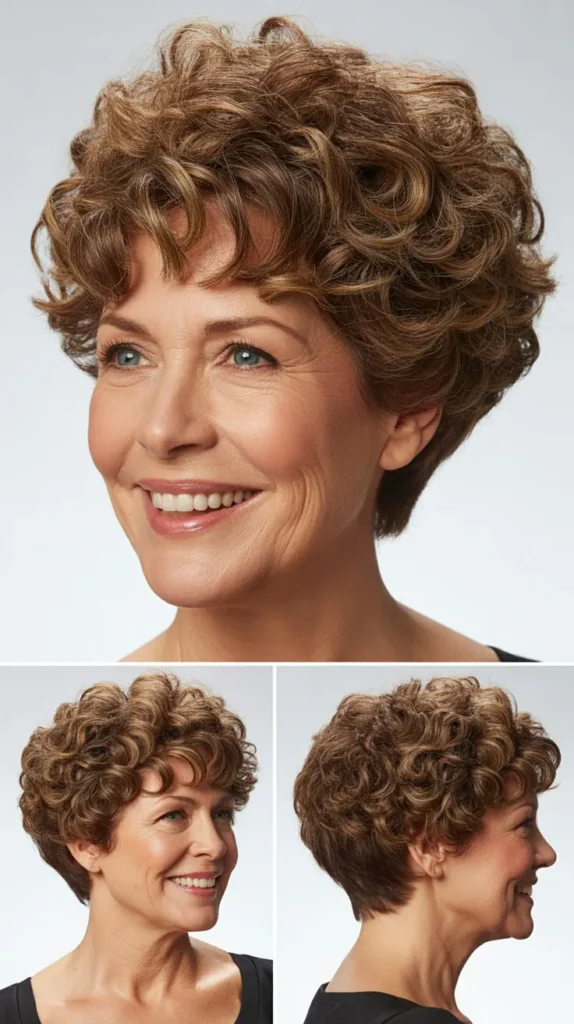  Curly Wedge with Volume at Crown