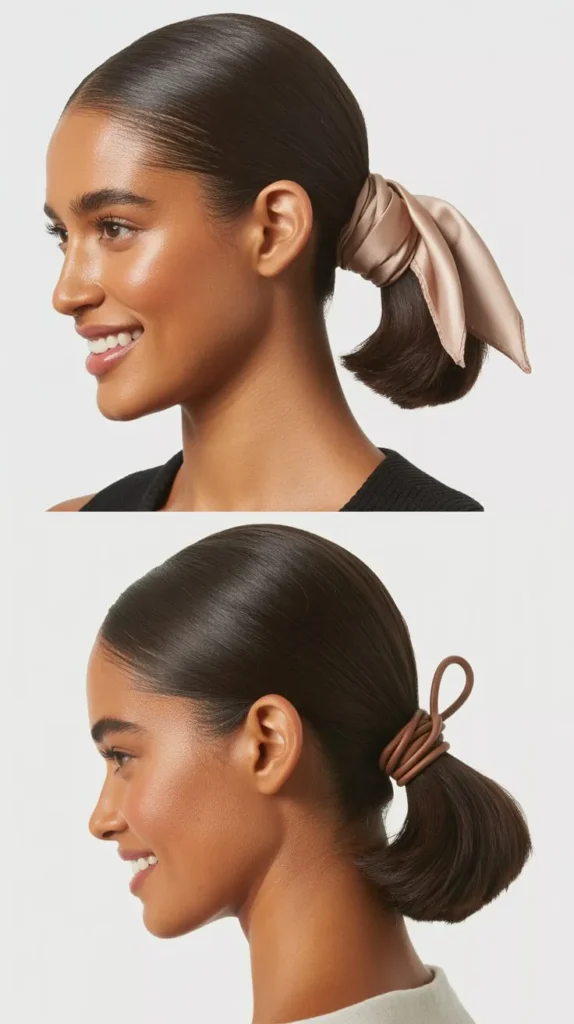 Sleek Low Ponytail with Wrap