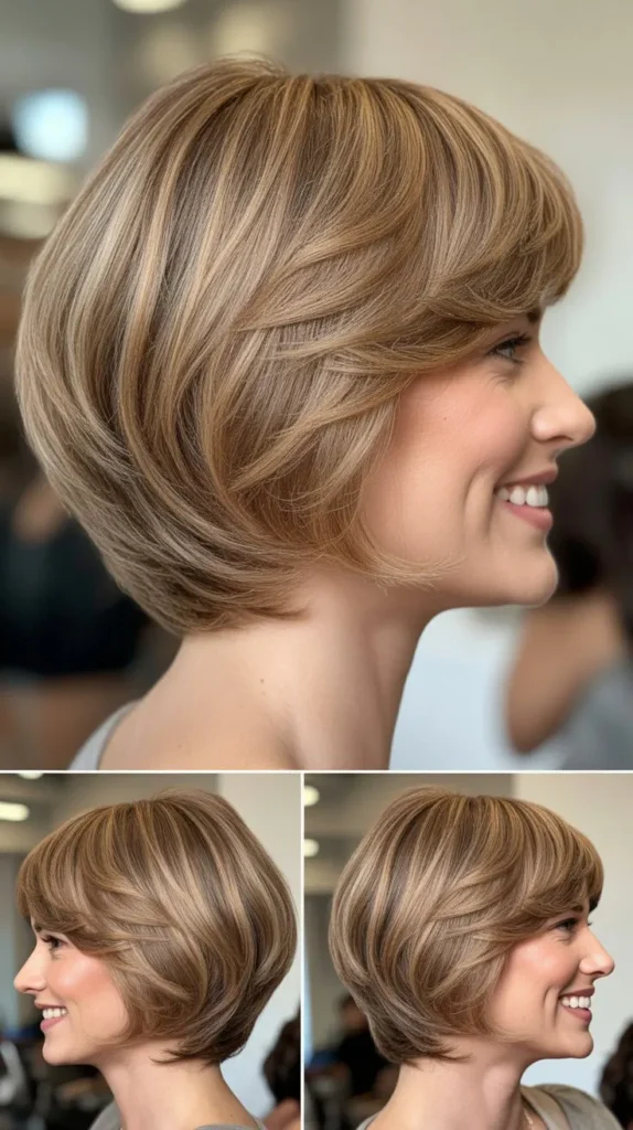  Feathered Stacked Bob Wedge