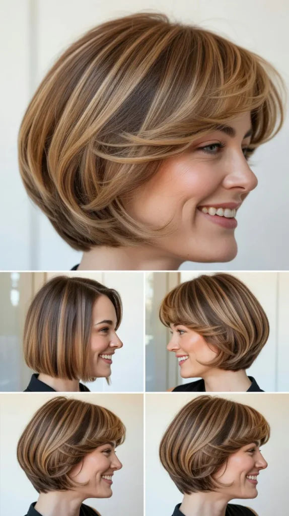 Layered Stacked Bob with Highlights