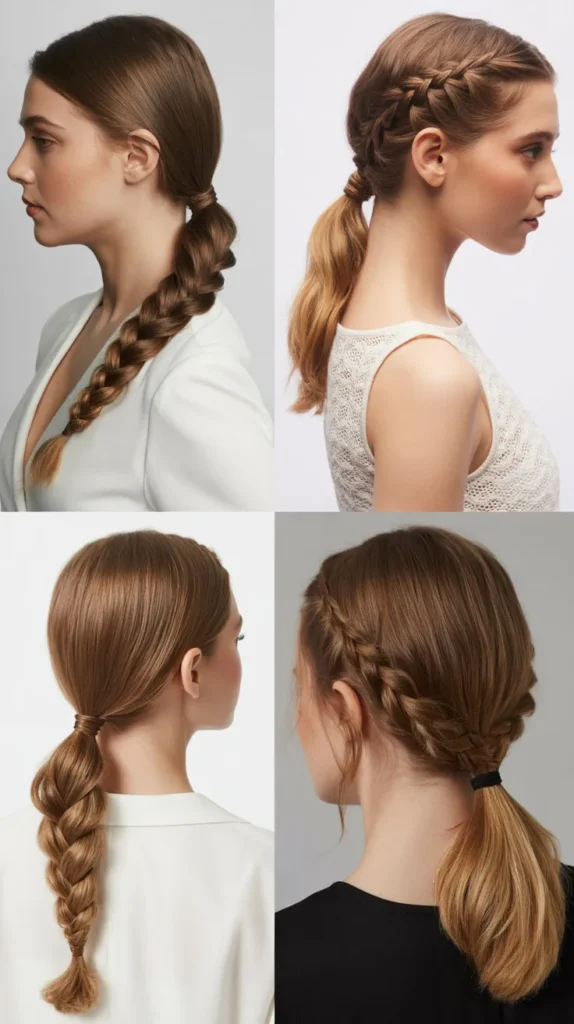Side Part Braided Low Ponytail