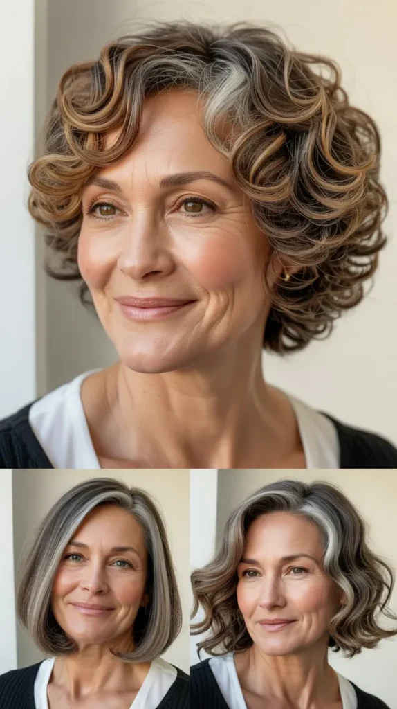 Curly Wedge with Layered Highlights