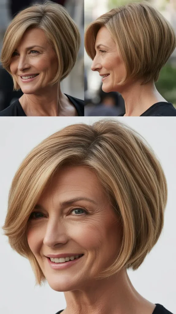 Side-Parted Stacked Wedge Bob