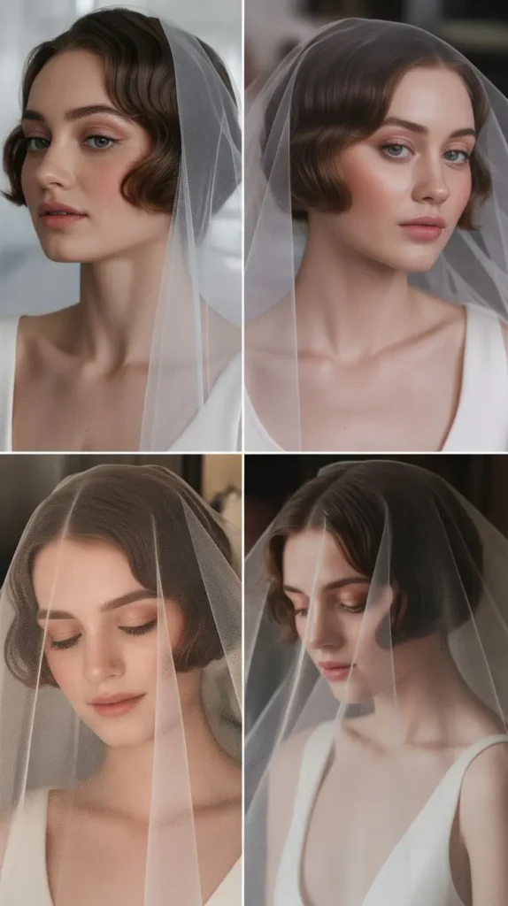 Short Hair with Bridal Veil
