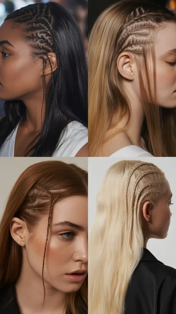 Sleek Straight Hair with Mini Braids