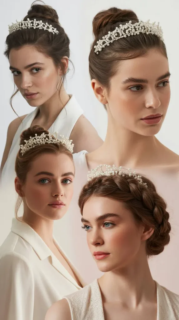 The Elegant Topknot with Beaded Tiara