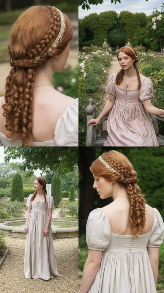 Braided Headband with Cascading Curls