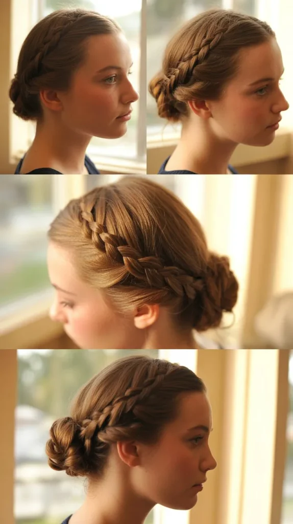 Side Dutch Braid into Bun