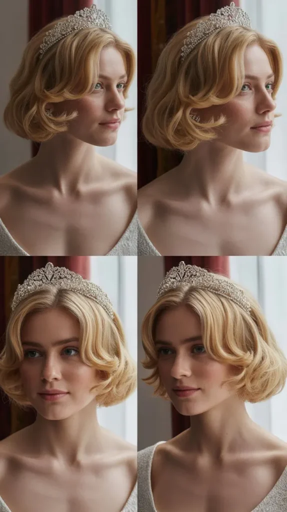 Short Blonde Waves with Tiara