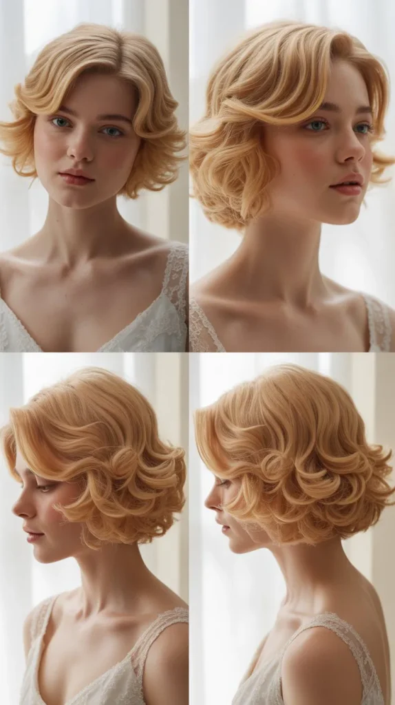 Romantic Blonde Short Hair Waves