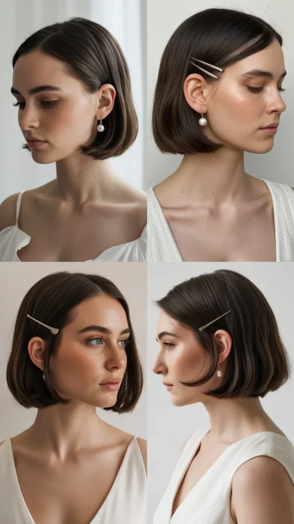 Minimalist Straight Bob Bridal Style