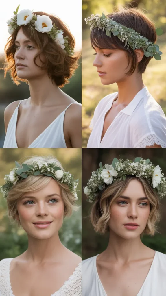 Floral Crown Short Hair