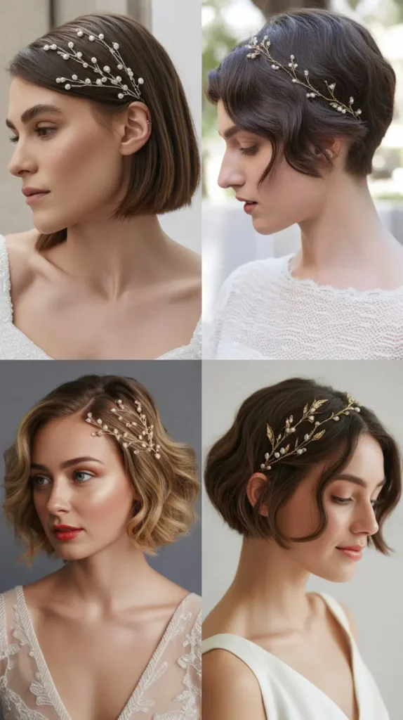 Short Hair with Decorative Hair Vine