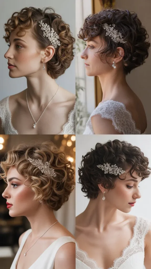 Curly Short Hair With Elegant Hair Comb