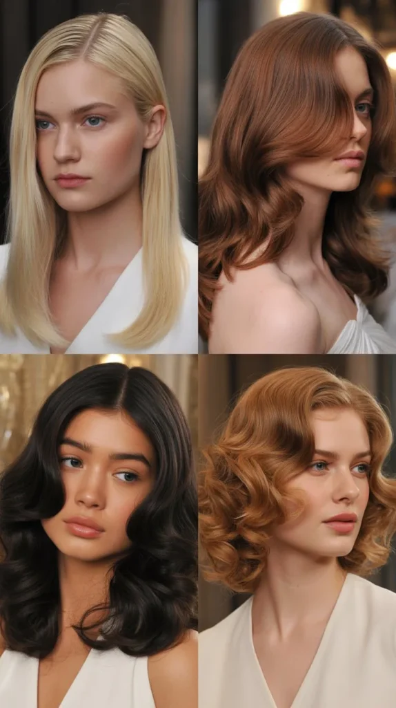  Sleek Straight Hair with Side Part and Waves