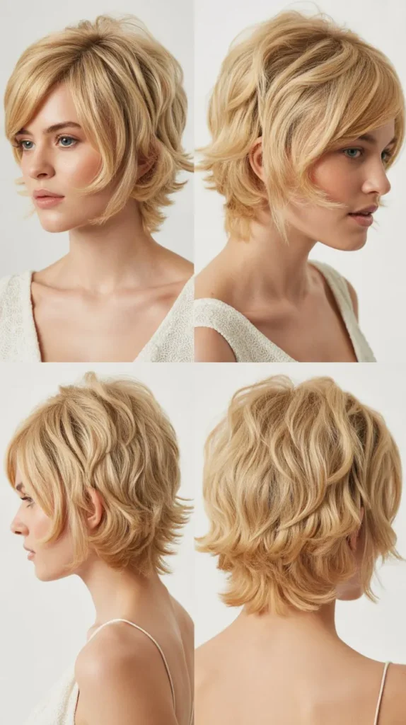 Textured Blonde Shag Cut