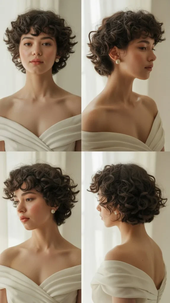 Natural Curly Short Hair Bridal Style
