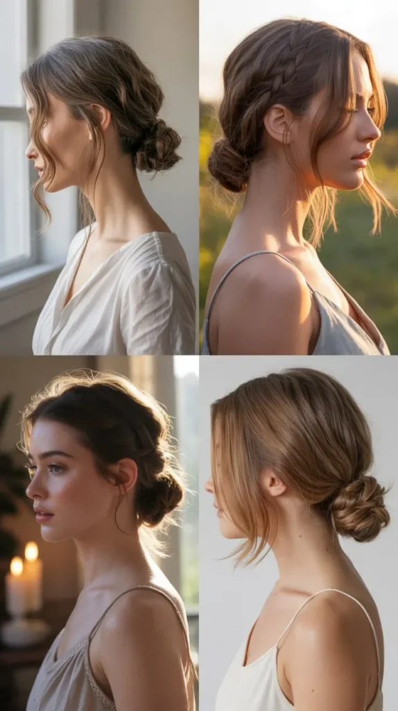 Textured Low Bun with Face-Framing Pieces