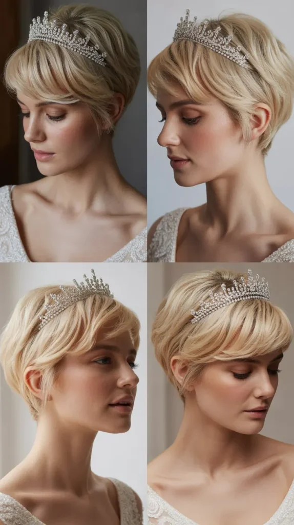 Blonde Pixie with Tiara