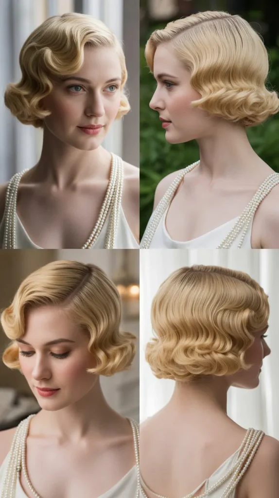 Vintage Finger Wave Short Blonde Hair