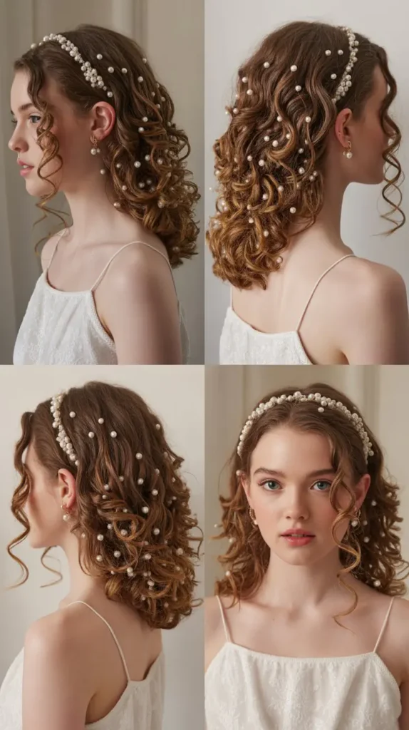 Loose Curls with Pearl Accessories