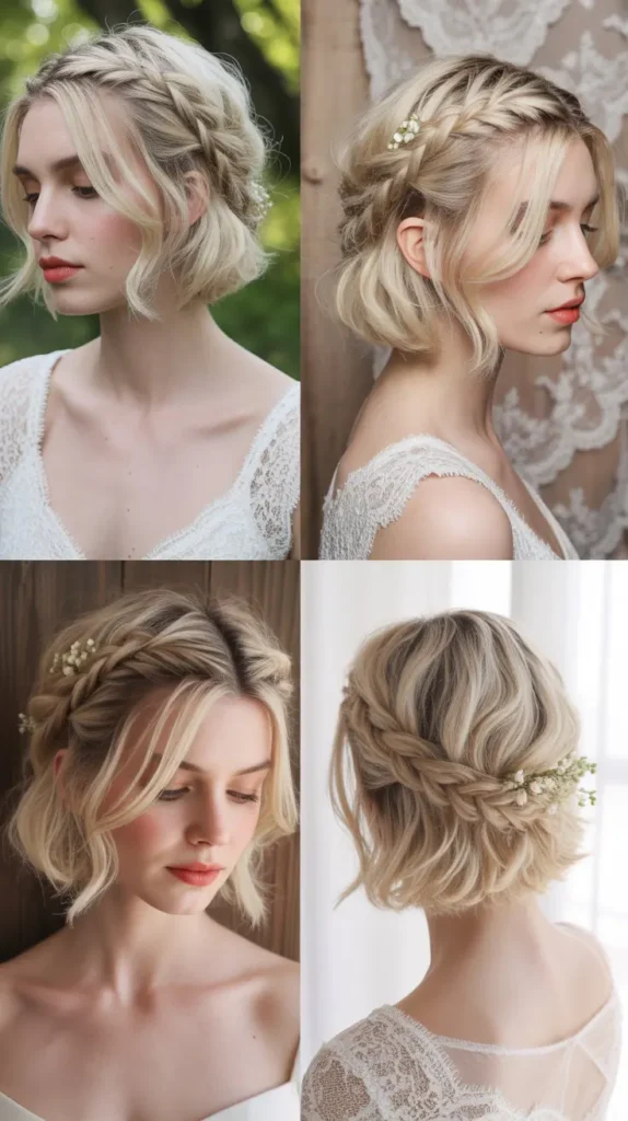 Braided Short Bob Bridal Style