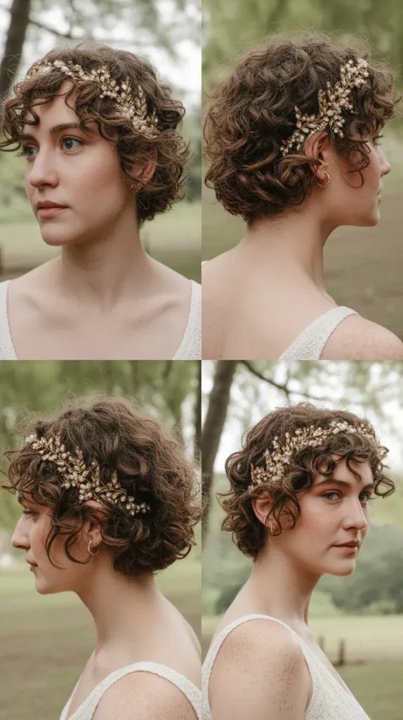 Short Curly Hair With Bohemian Headpiece