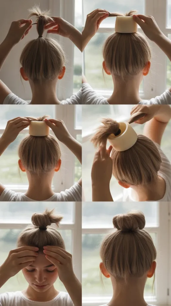 Create a Sleek High Bun With a Sock and Bobby Pins