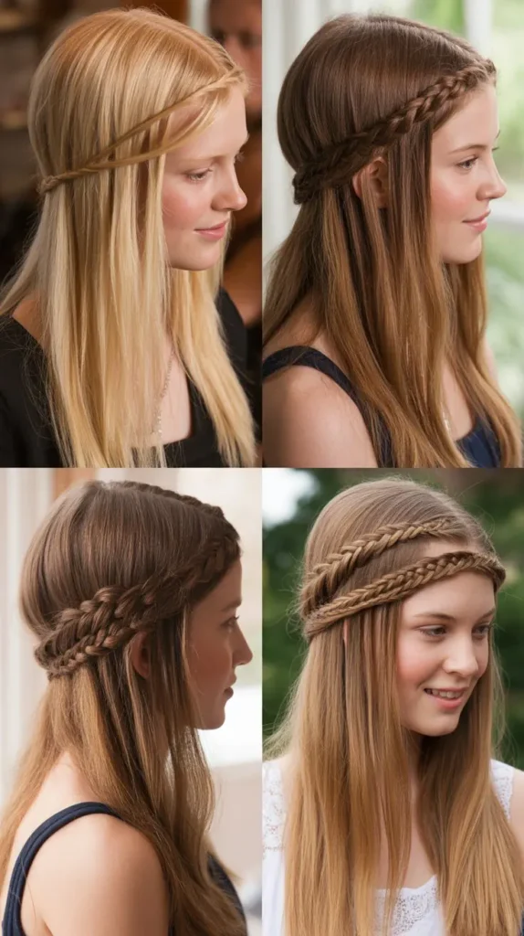 Straight with Braided Crown Accent