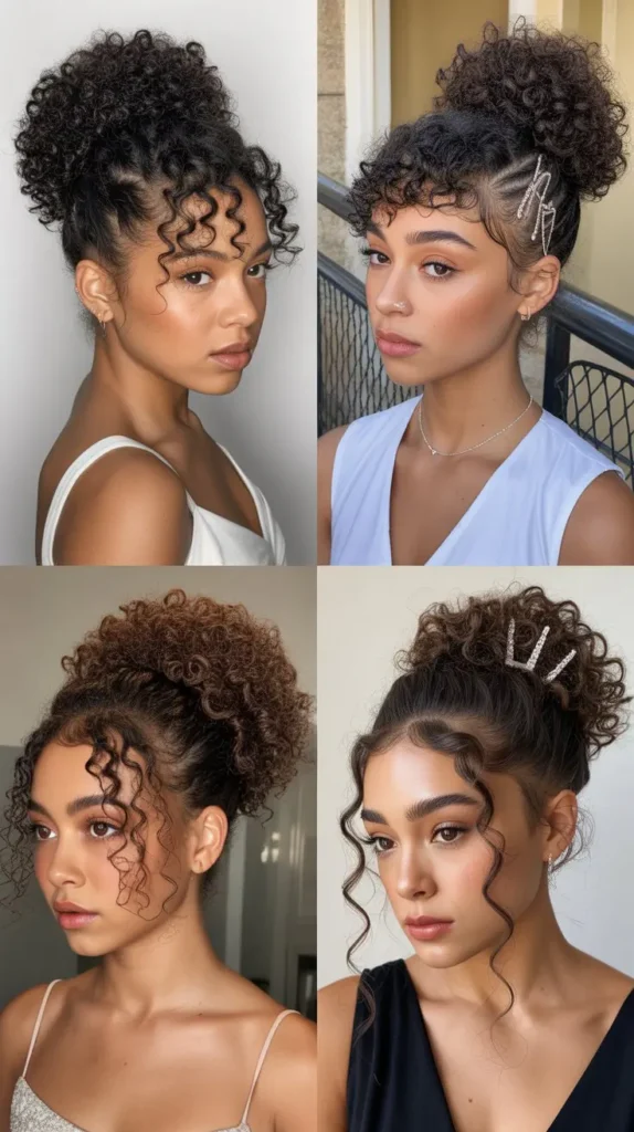 Curly High Puff Updo