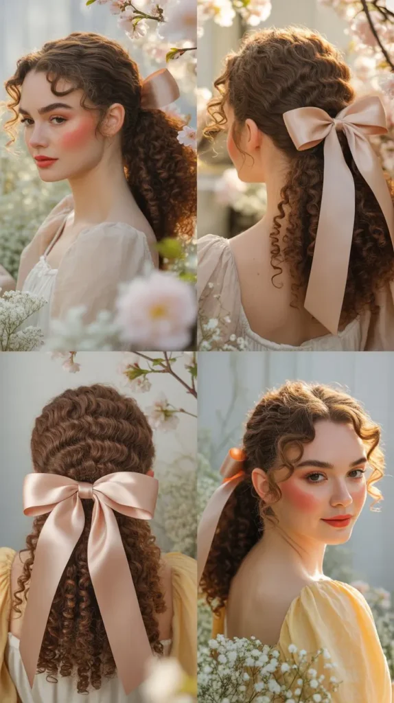 Curly Ponytail with Decorative Ribbon