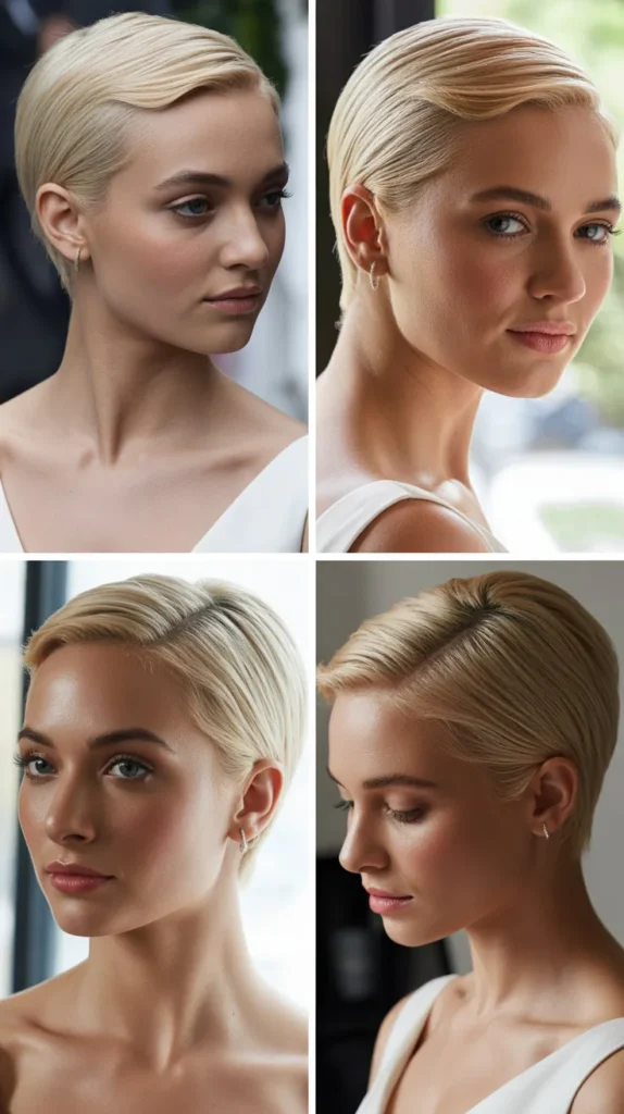 Slicked Back Blonde Pixie