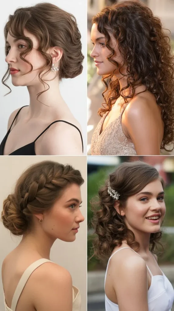  Side Swept Curled Updo