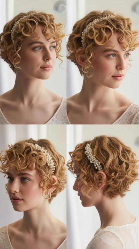 Curly Blonde Pixie Bridal Look