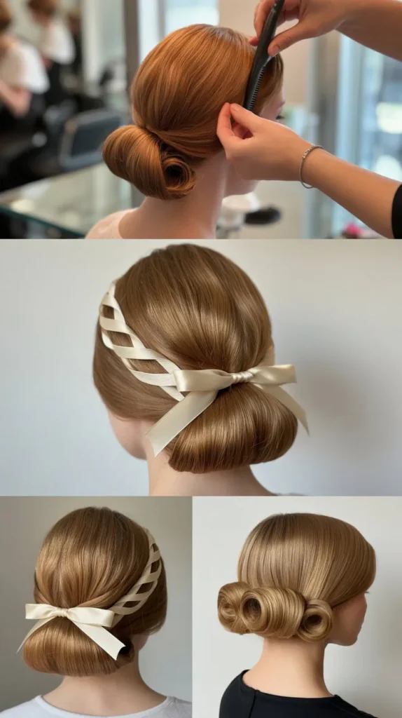Rolled Updo with Ribbon