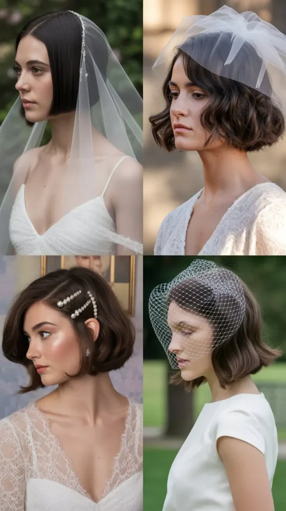 Bob with Decorative Bridal Veil