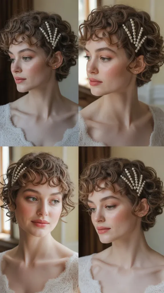 Romantic Curly Pixie Wedding Style