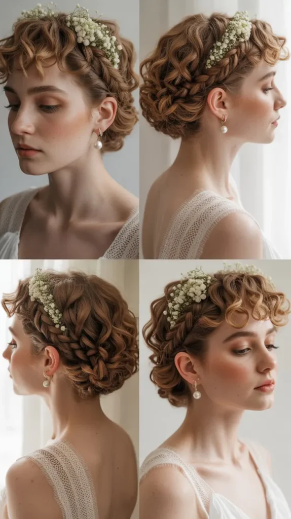 Curly Short Hair With Side Braided Detail