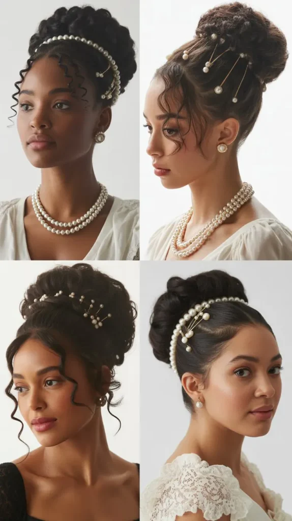  Pearl-Adorned High Bun