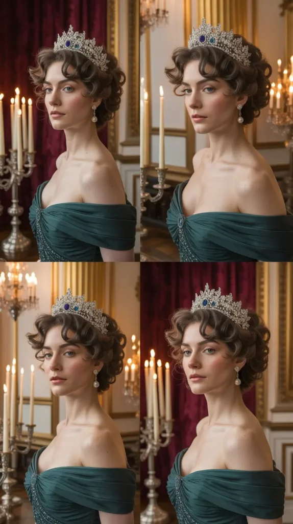 Swept-Back Curls with a Jeweled Tiara