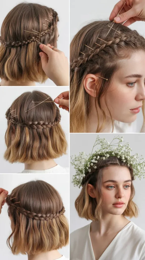 Braided Crown on Short Layers