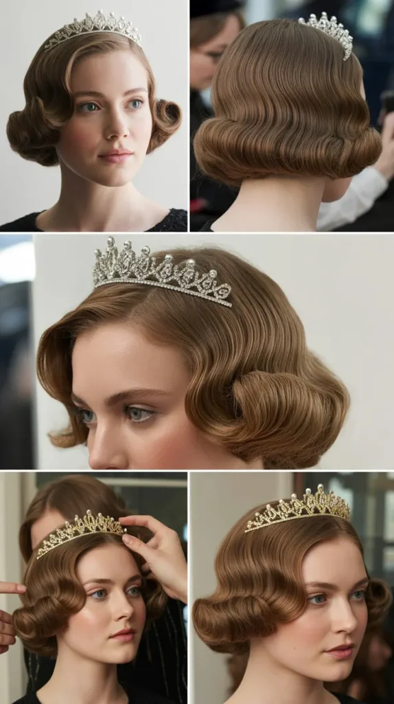 Marcel Waves with Jeweled Tiara
